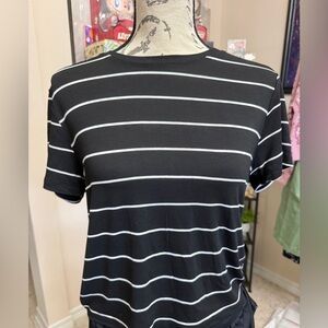 9. Black and White Striped Women's Top